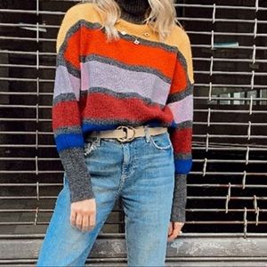 Express mock neck striped sweater